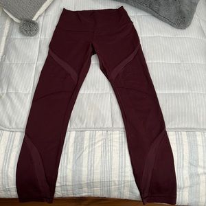 Lululemon leggings size 6. Burgundy with mesh